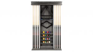 Deluxe 8 Cue & Ball Wall Rack in Rustic Grey
